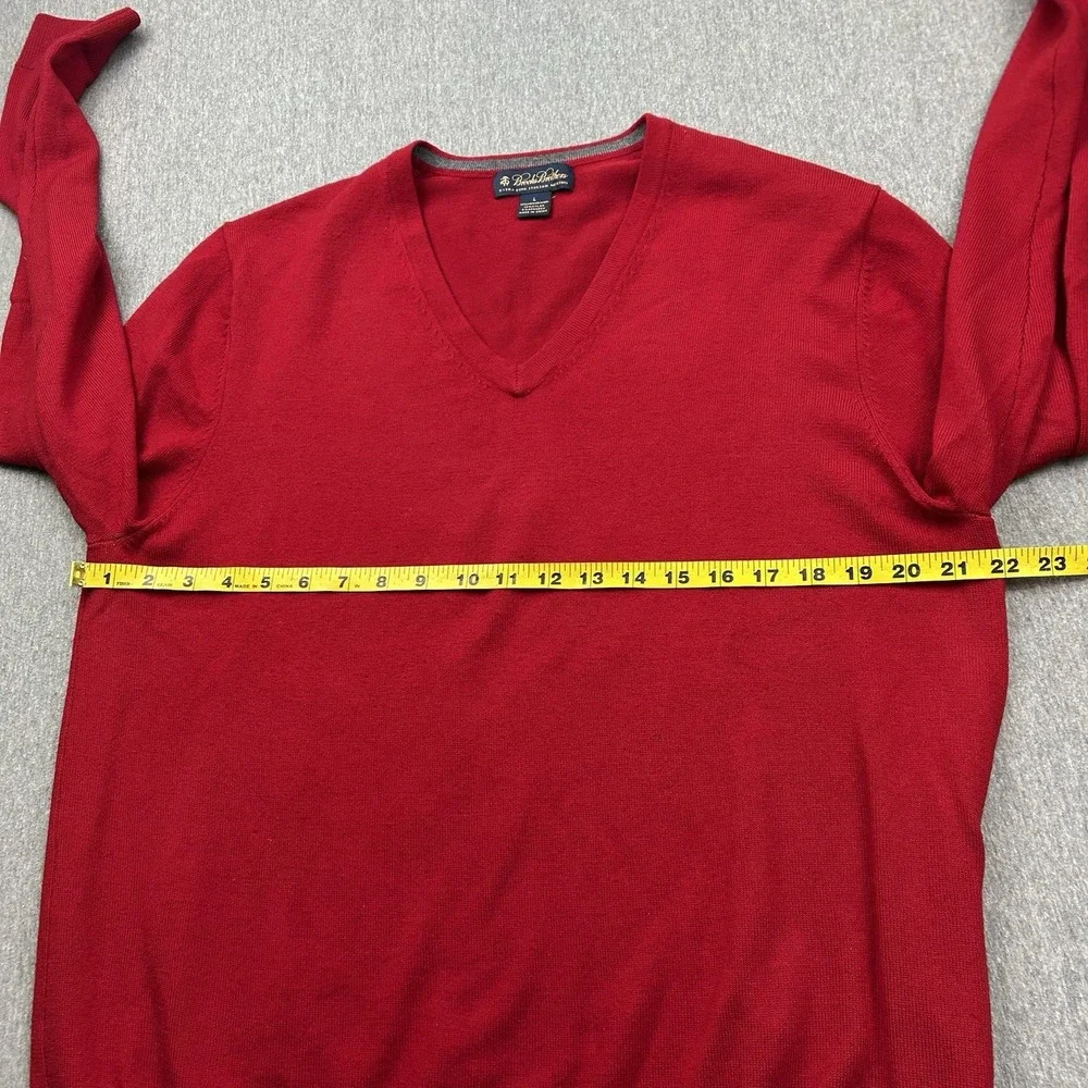 Brooks Brothers‎ Merino Wool Blend Mens Large Red VNeck Sweater Long Sleeve